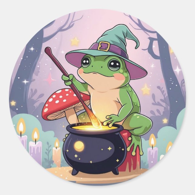 Kawaii Frog Witch Sticker – Cute Potion Frog Cotta (Front)