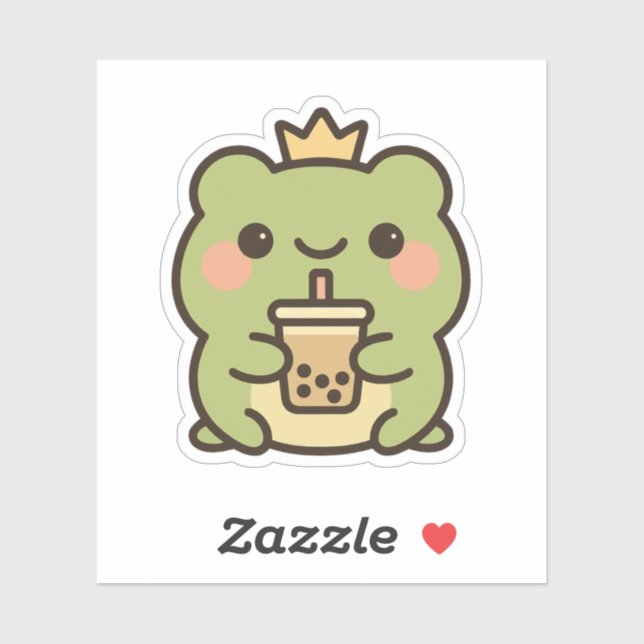 Kawaii Frog with Bubble Tea Sticker (Sheet)