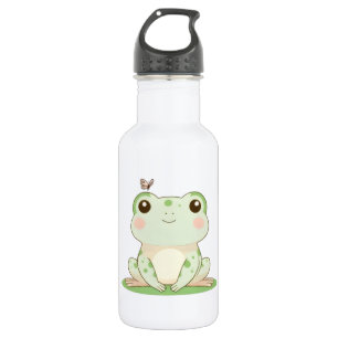 Kawaii Frog with Butterfly Cute Nature Design 532 Ml Water Bottle