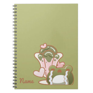 Kawaii Frog with Matcha Cake Personalized Note Notebook