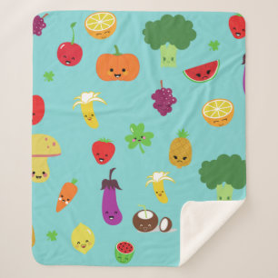 kawaii fruit clover shamrock cute vegan sherpa blanket