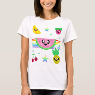 KAWAII FRUIT RAINBOW STRIPES SHIRT