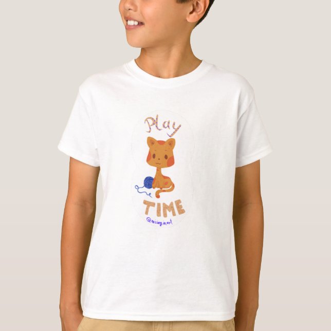 Kawaii Fun Cute Play Time Cat Kids T-shirt (Front)