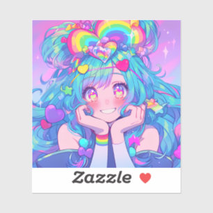 Kawaii Fun Rainbow Anime Girl