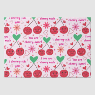 Kawaii Funny Cherries Pattern Valentine's day Tissue Paper