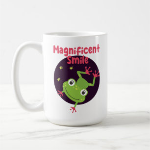 Kawaii funny cute happy frog smiling coffee mug