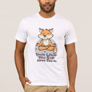 Kawaii funny fox smiling and doing yoga poses  T-Shirt