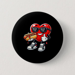 Kawaii Funny Heart Eating Hot Dog Valentine's Febr 6 Cm Round Badge