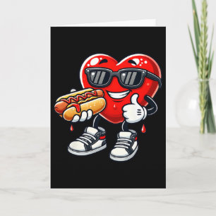 Kawaii Funny Heart Eating Hot Dog Valentine's Febr Card