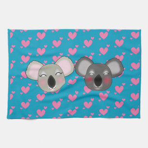 Kawaii funny koalas in love kitchen towel