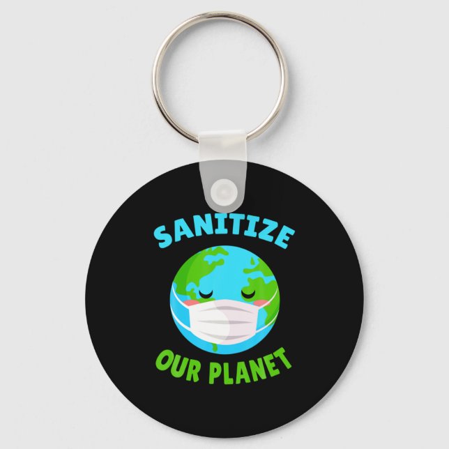 Kawaii Funny Mask Pro Environment Sanitize Earth D Key Ring (Front)