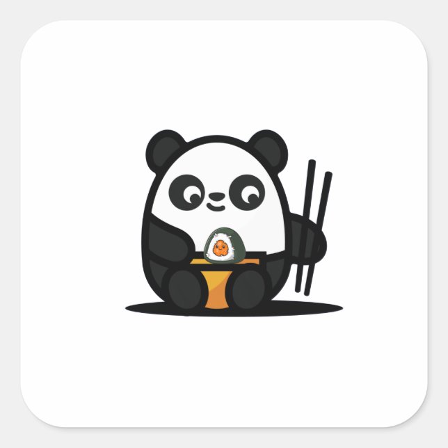 Kawaii Funny Panda Square Sticker (Front)