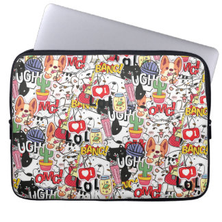 kawaii funny pet design - cute animal lover laptop sleeve