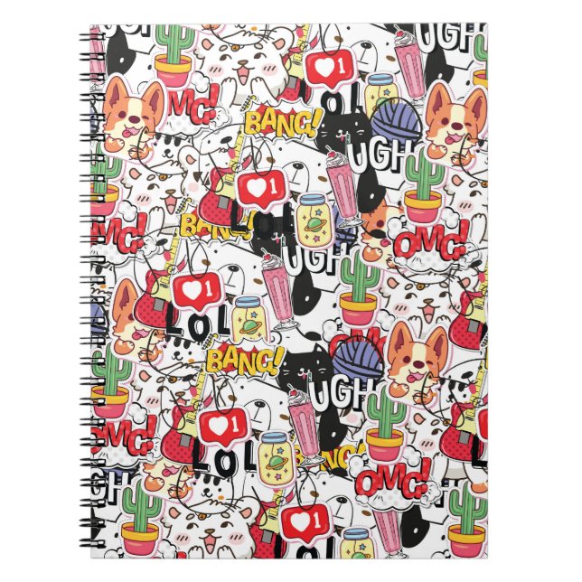 kawaii funny pet design - cute animal lover  notebook (Front)