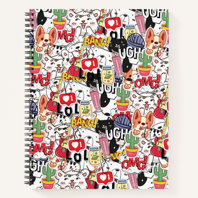 kawaii funny pet design - cute animal lover  notebook (Front)