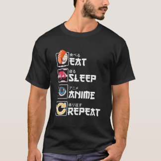 Kawaii Ga Sushi Eat Sleep Anime Repeat Anime T-Shirt
