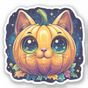 Kawaii Galaxy Jack-O-Lantern Cat Pumpkin Halloween