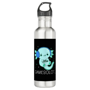 Kawaii Gamesolotl Axolotl Gamer 710 Ml Water Bottle