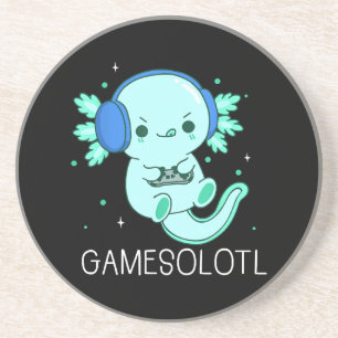 Kawaii Gamesolotl Axolotl Gamer Coaster