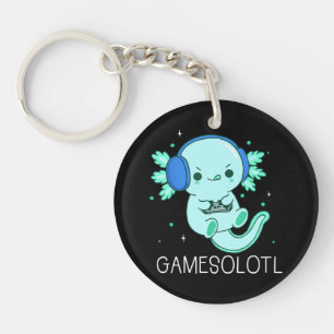 Kawaii Gamesolotl Axolotl Gamer Key Ring