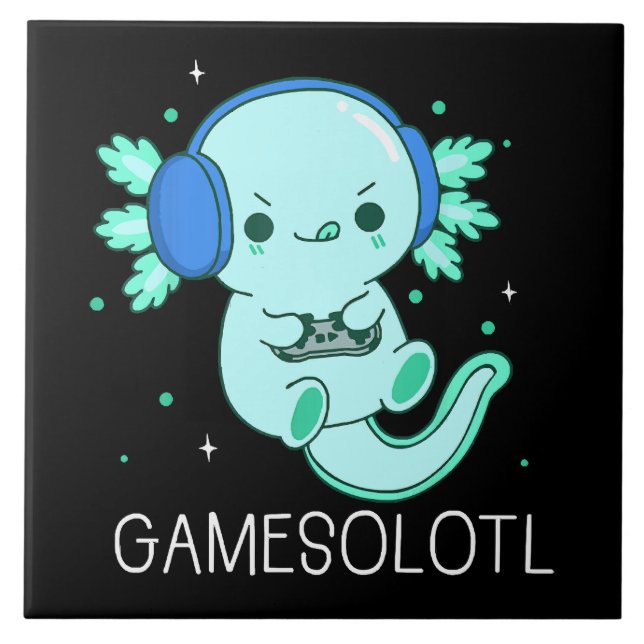 Kawaii Gamesolotl Axolotl Gamer Tile (Front)