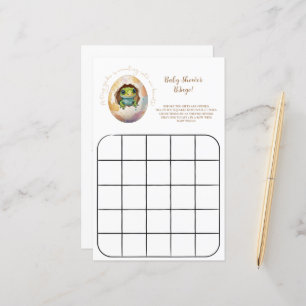 Kawaii Gecko Lizard Egg Baby Shower Bingo Game