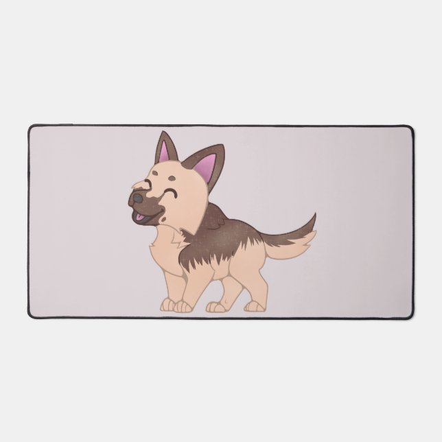 Kawaii German Shepherd Dog Desk Mat (Front)