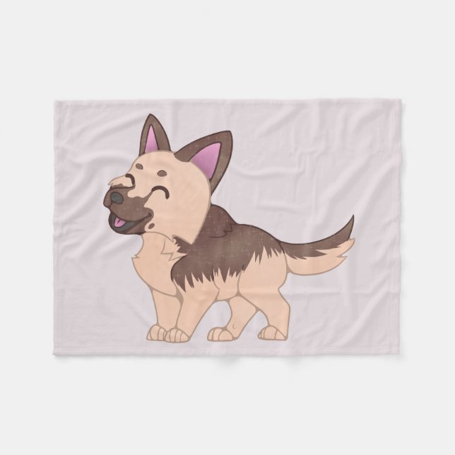 Kawaii German Shepherd Dog Fleece Blanket (Front (Horizontal))