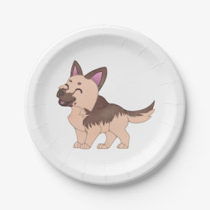 Kawaii German Shepherd Dog Paper Plate