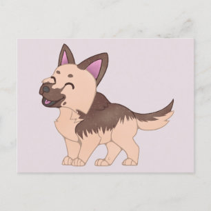 Kawaii German Shepherd Dog Postcard