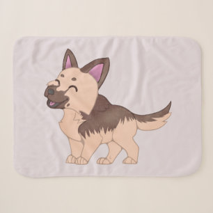Kawaii German Shepherd Dog Sherpa Blanket