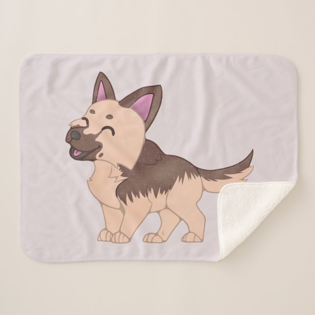 Kawaii German Shepherd Dog Sherpa Blanket (Front (Horizontal))