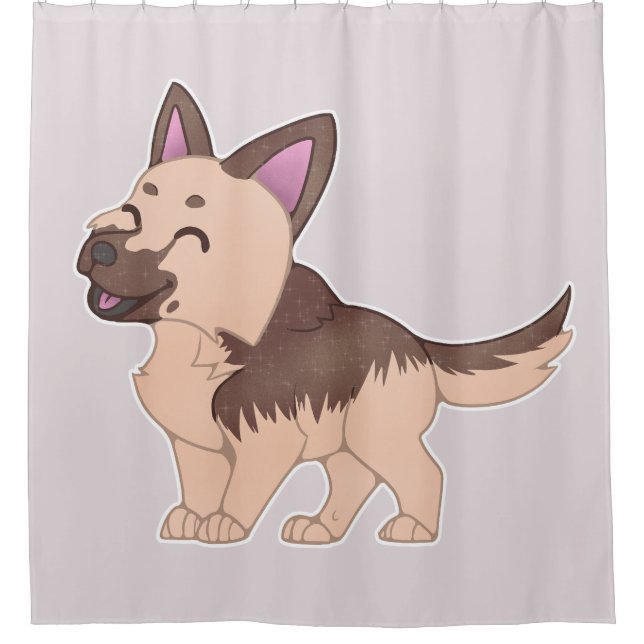 Kawaii German Shepherd Dog Shower Curtain (Front)