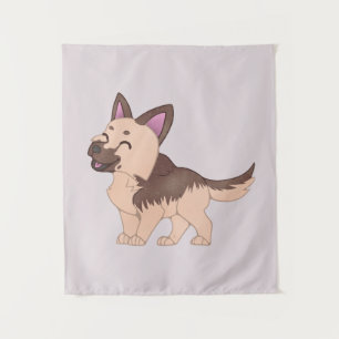 Kawaii German Shepherd Dog Tapestry