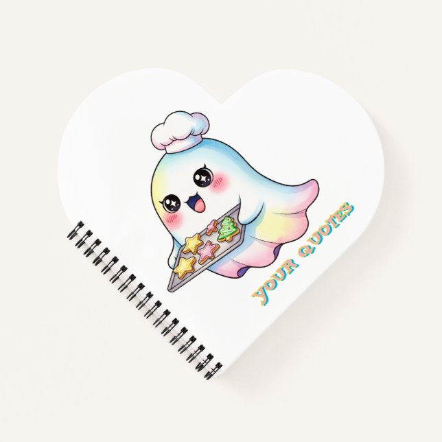 Kawaii Ghost Chef With Christmas Cookies Notebook (Front)