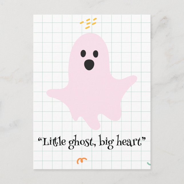 kawaii ghost, cute spooky halloween postcard (Front)