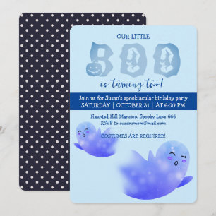Kawaii Ghost Halloween Birthday Party  Invitation
