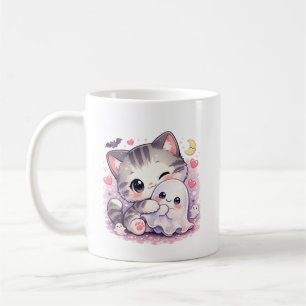 Kawaii Ghost Hug Kitty Coffee Mug