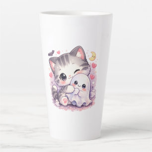 Kawaii Ghost Hug Kitty  Latte Mug