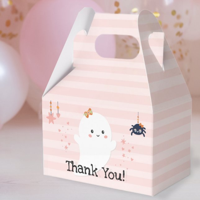 Kawaii Ghost Pink Halloween Thank You Favour Box (Halloween BooDay Thank You Party Favor Box)