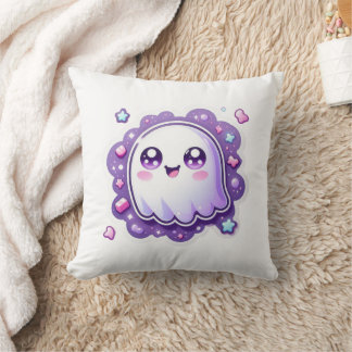 Kawaii Ghost Throw Pillow – Cute Pastel Halloween
