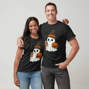 Kawaii Ghost Witch Pumpkin Halloween Cute Spooky T-Shirt