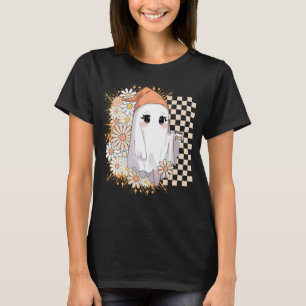 Kawaii Ghost with Coffee and Daisies - Cute Cosy  T-Shirt