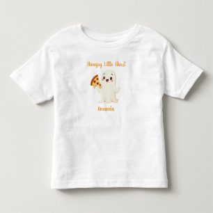 Kawaii Ghost with Pizza. Halloween. Personalised Toddler T-Shirt