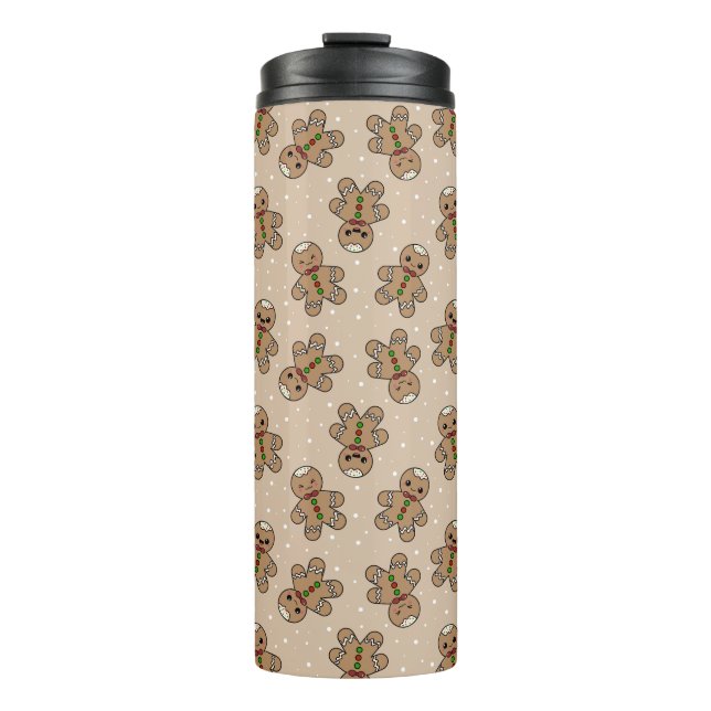 Kawaii Gingerbread Man Pattern  Thermal Tumbler (Front)