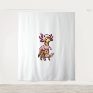 Kawaii Giraffe Axolotl Costume Tapestry