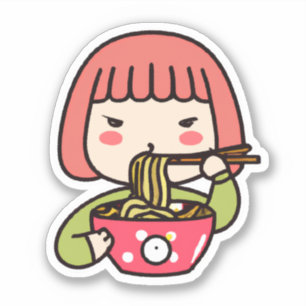 Kawaii Girl eating Ramen with Chopsticks