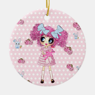 Kawaii Girl PinkyP cute girly Ceramic Tree Decoration