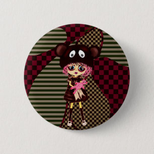 Kawaii Girl why so sad? Crying child with bear 6 Cm Round Badge