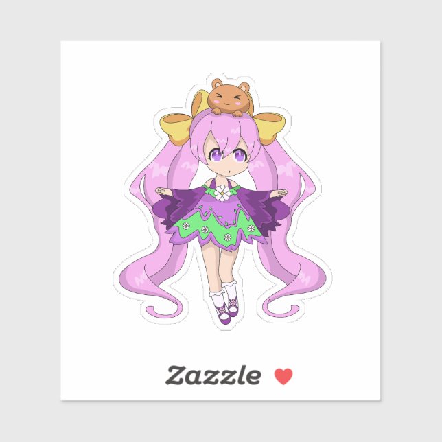 Kawaii Girl with Bear Friend (Sheet)